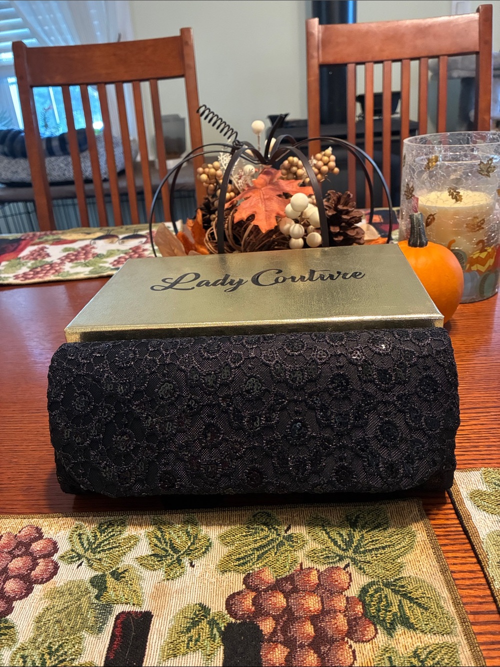 Lady Couture Black Lace Evening Clutch